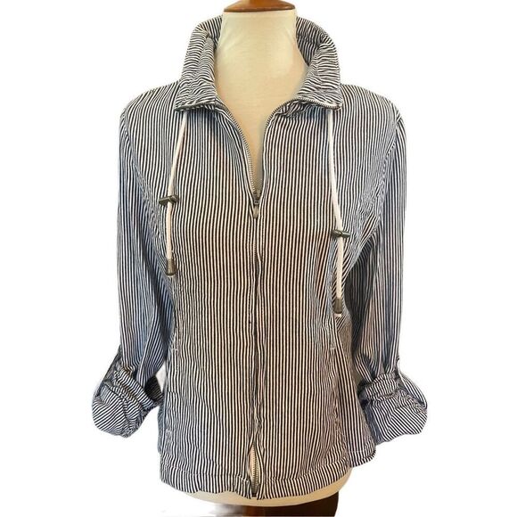 L.A.L Live A Little Long Sleeve Striped Cotton Full Zip Jacket Size Medium - Picture 5 of 9